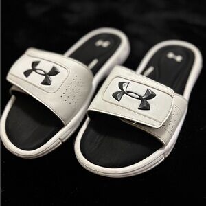 Under Armour Black and White Slide Sandals